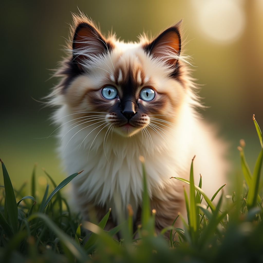 A photorealistic portrait of a Ragdoll in its natural habitat