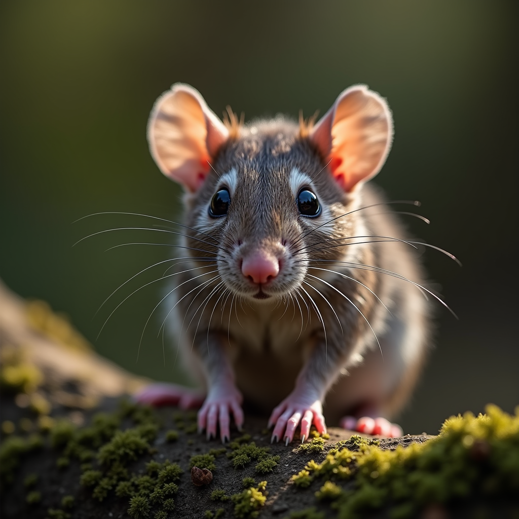 A photorealistic portrait of a Rat in its natural habitat