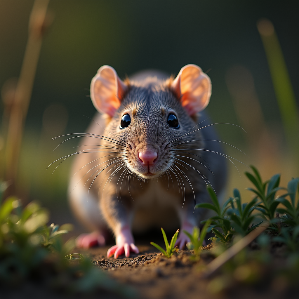 A photorealistic portrait of a Rat in its natural habitat