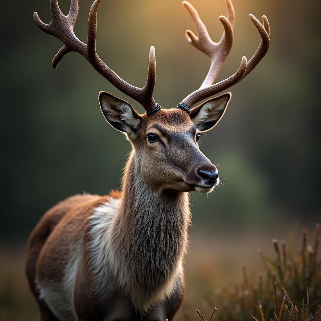 A photorealistic portrait of a Reindeer in its natural habitat