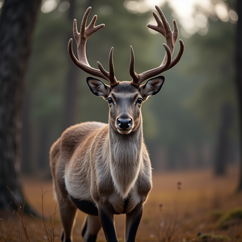 A photorealistic portrait of a Reindeer in its natural habitat