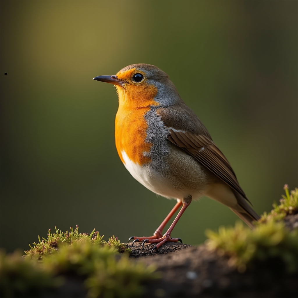 A photorealistic portrait of a Robin in its natural habitat