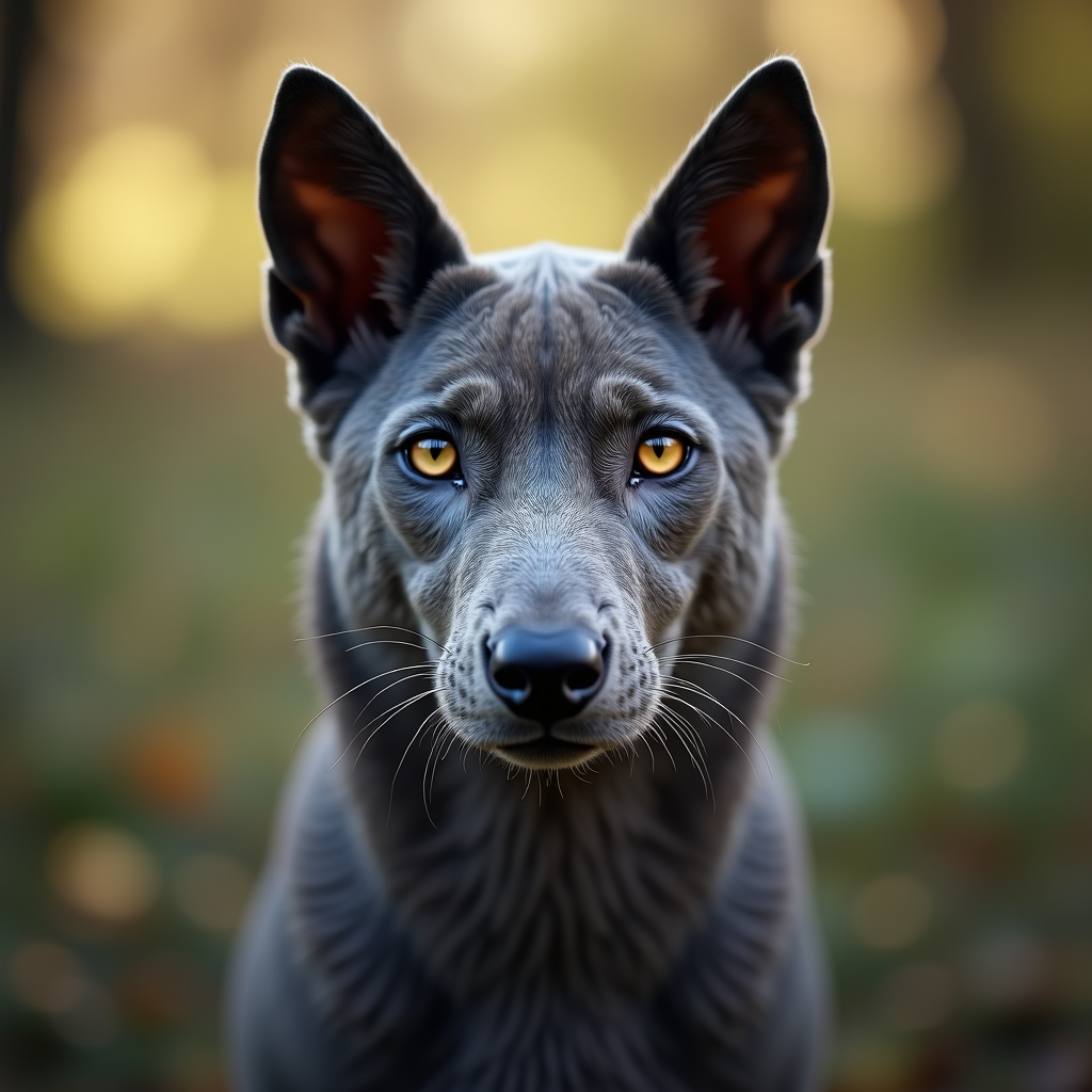A photorealistic portrait of a Russian Blue in its natural habitat