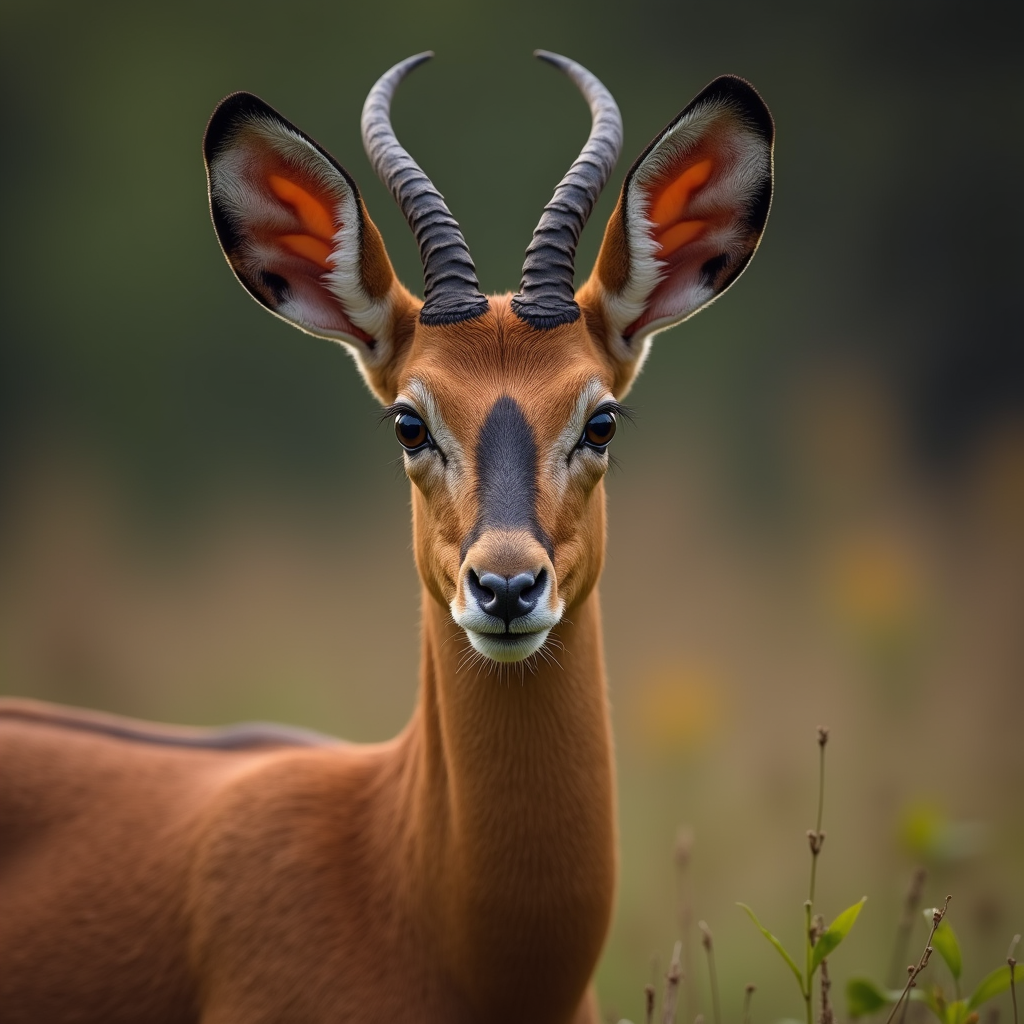 A photorealistic portrait of a Saola in its natural habitat