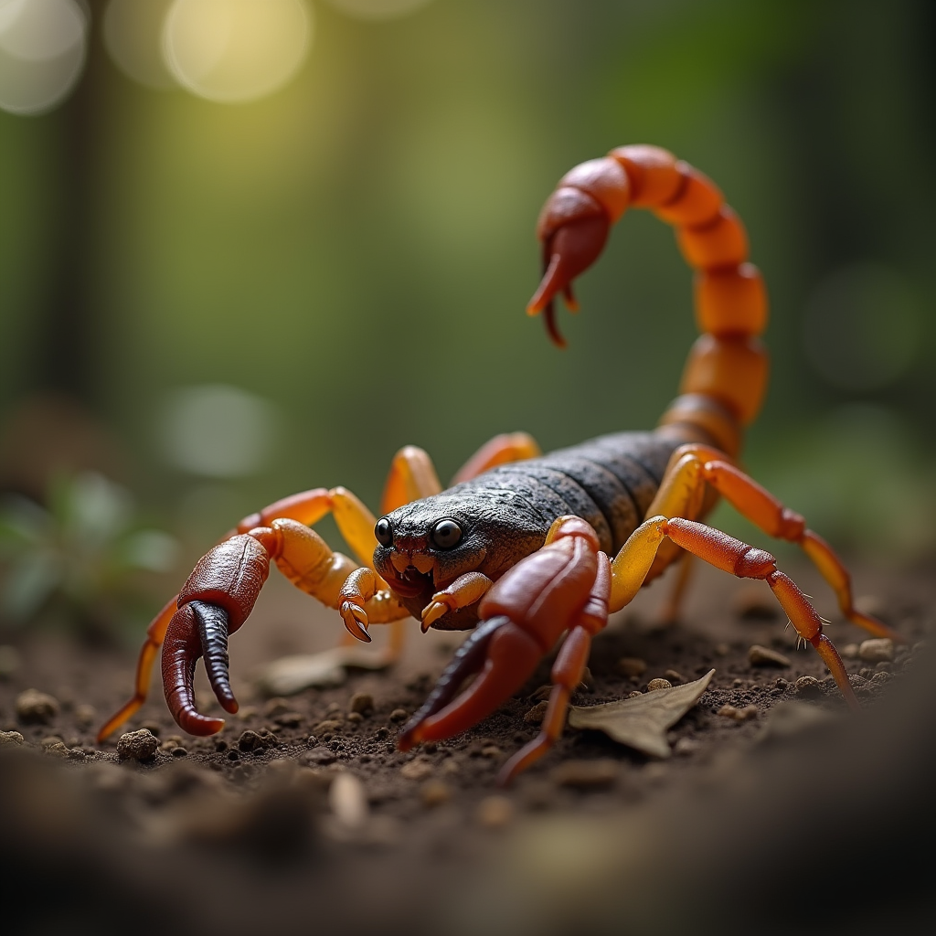 A photorealistic portrait of a Scorpion in its natural habitat