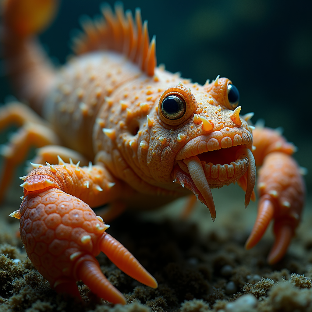 A photorealistic portrait of a Scorpion Fish in its natural habitat
