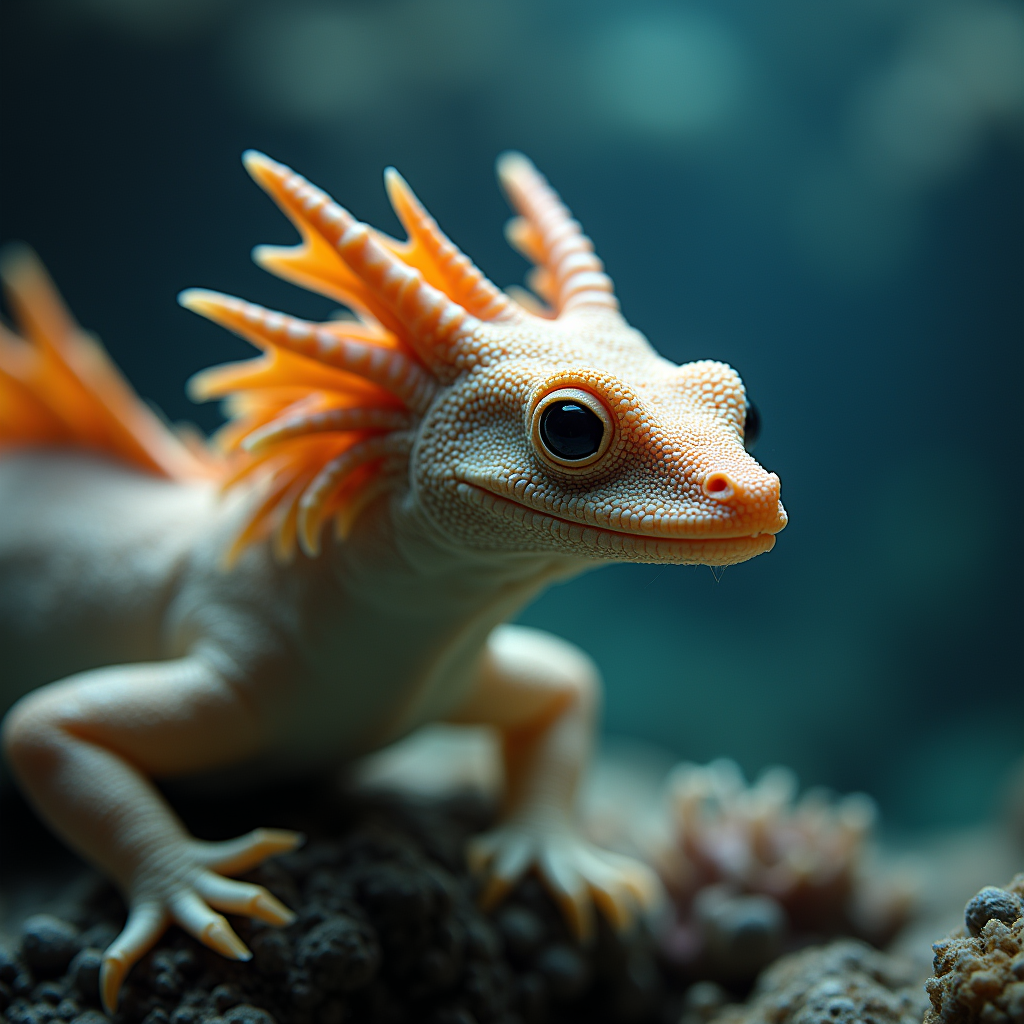A photorealistic portrait of a Sea Dragon in its natural habitat