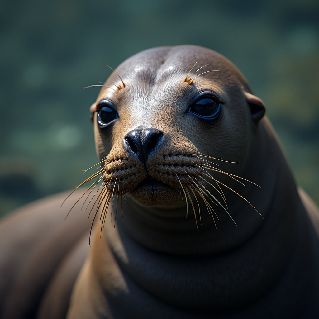 A photorealistic portrait of a Sea Lion in its natural habitat