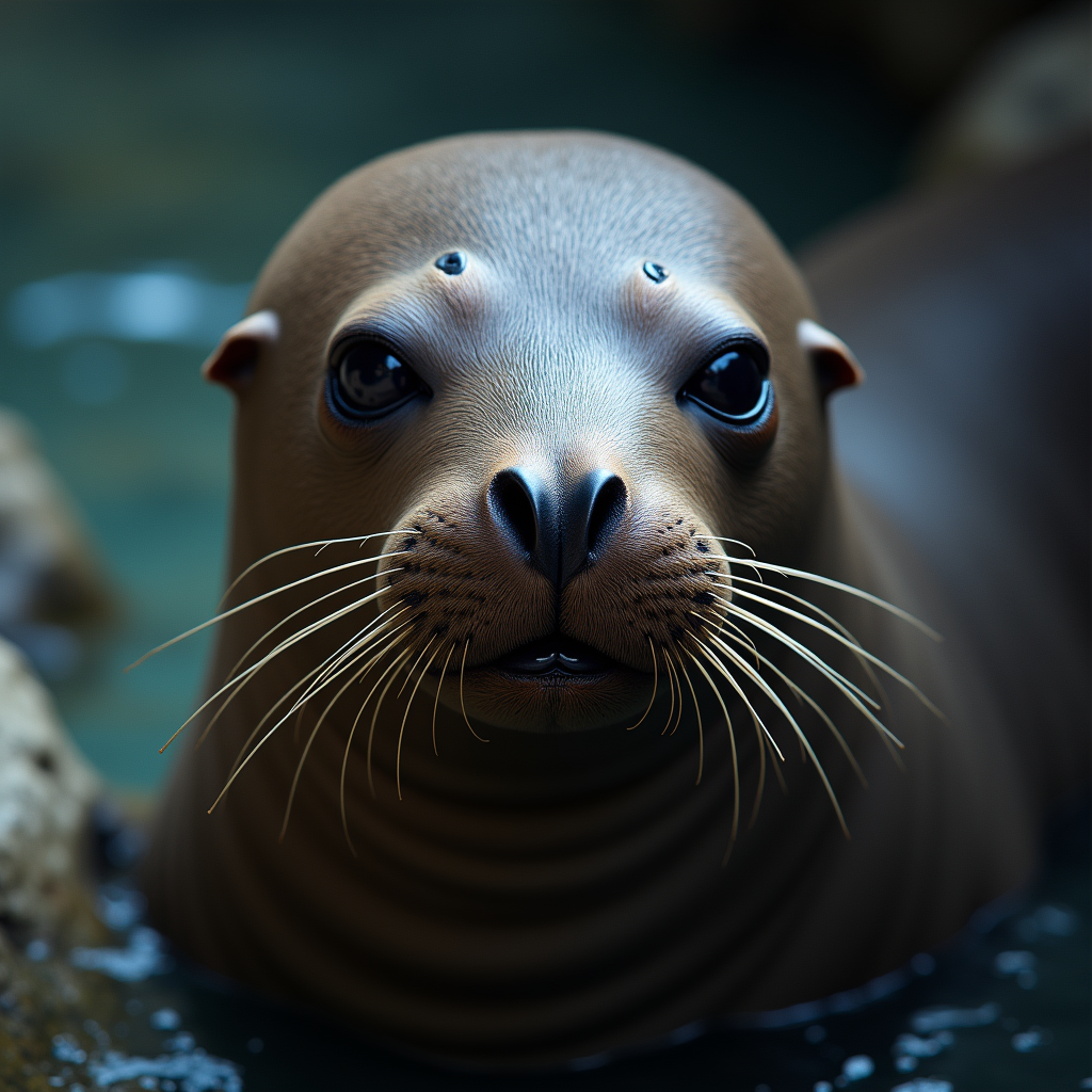 A photorealistic portrait of a Sea Lion in its natural habitat