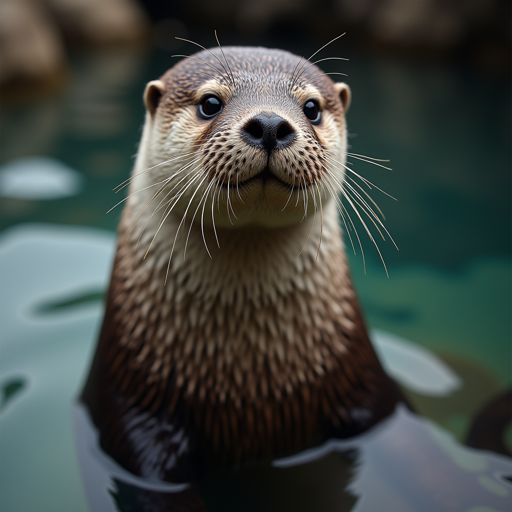 A photorealistic portrait of a Sea Otter in its natural habitat