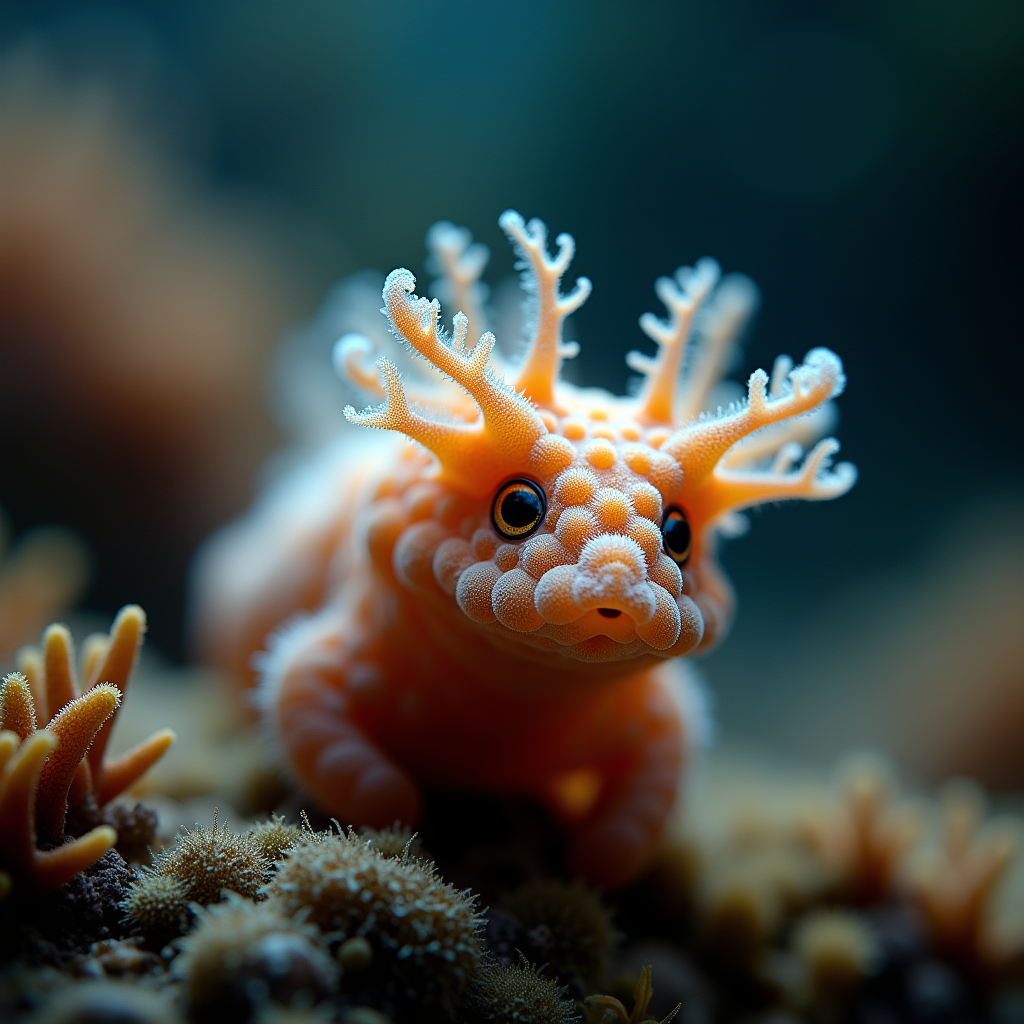 A photorealistic portrait of a Sea Slug in its natural habitat