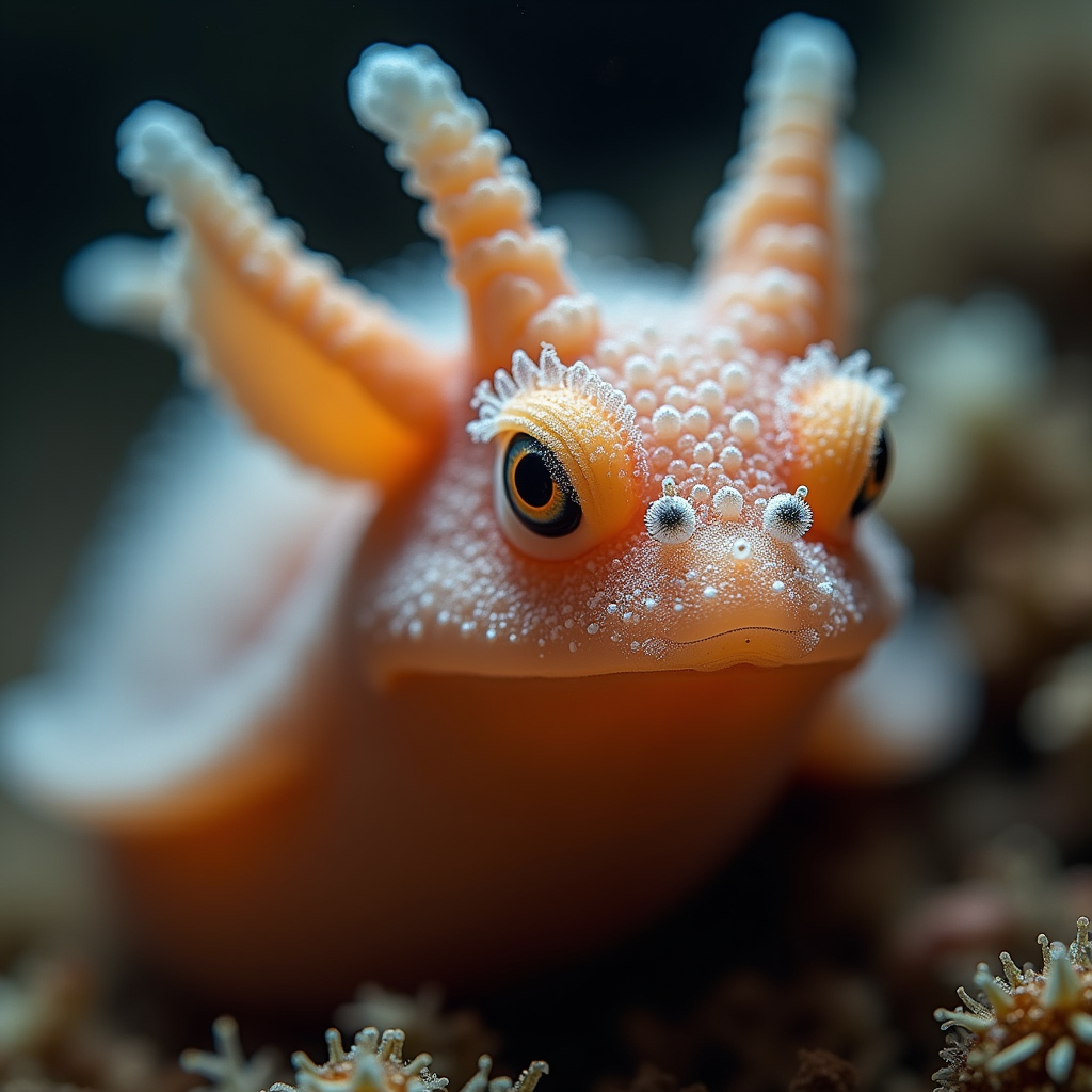 A photorealistic portrait of a Sea Slug in its natural habitat