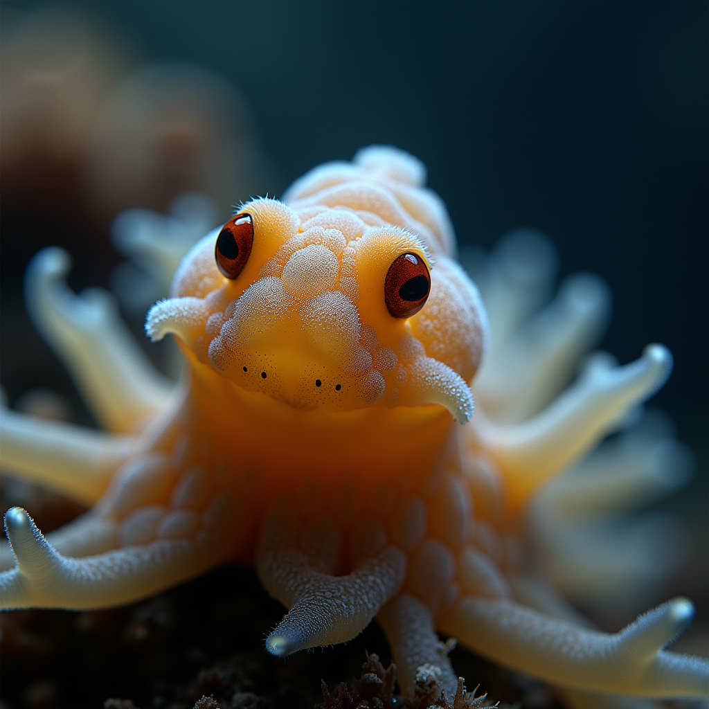 A photorealistic portrait of a Sea Squirt in its natural habitat