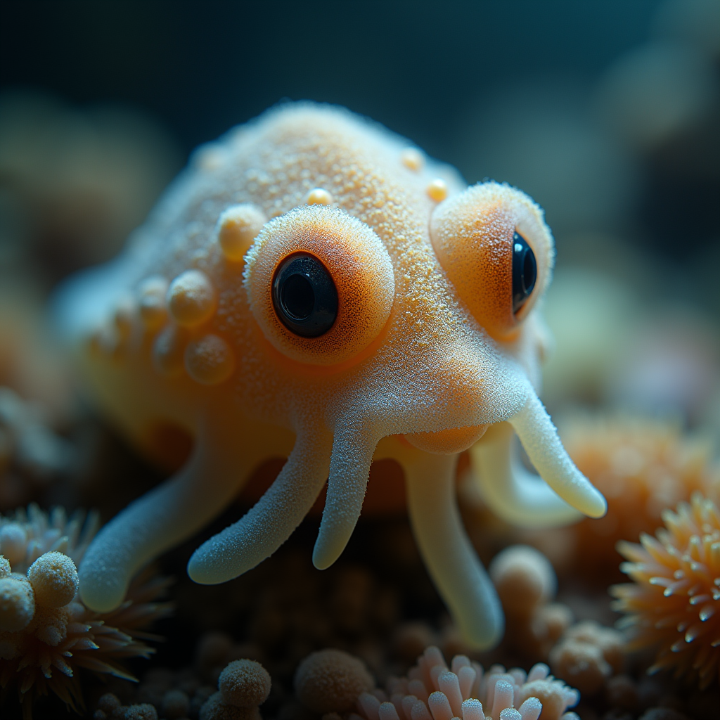 A photorealistic portrait of a Sea Squirt in its natural habitat