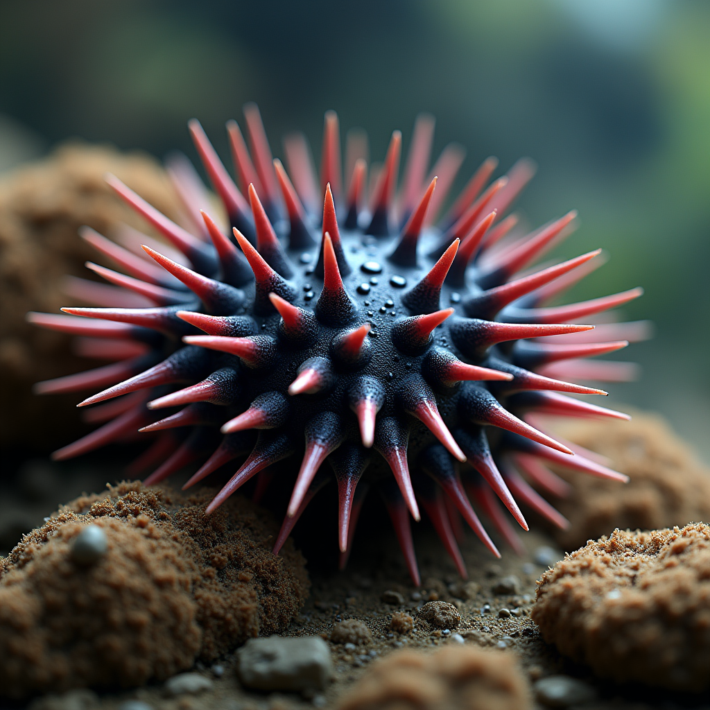 A photorealistic portrait of a Sea Urchin in its natural habitat