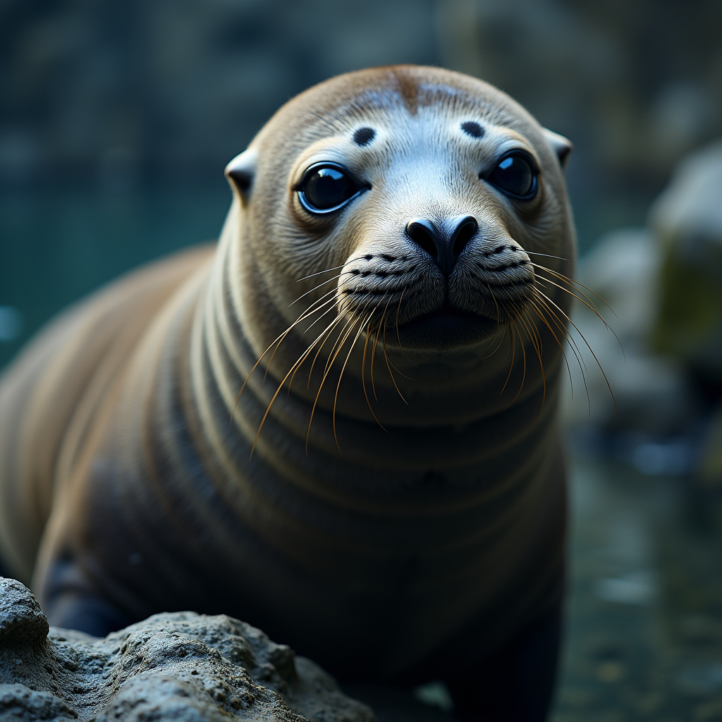 A photorealistic portrait of a Seal in its natural habitat