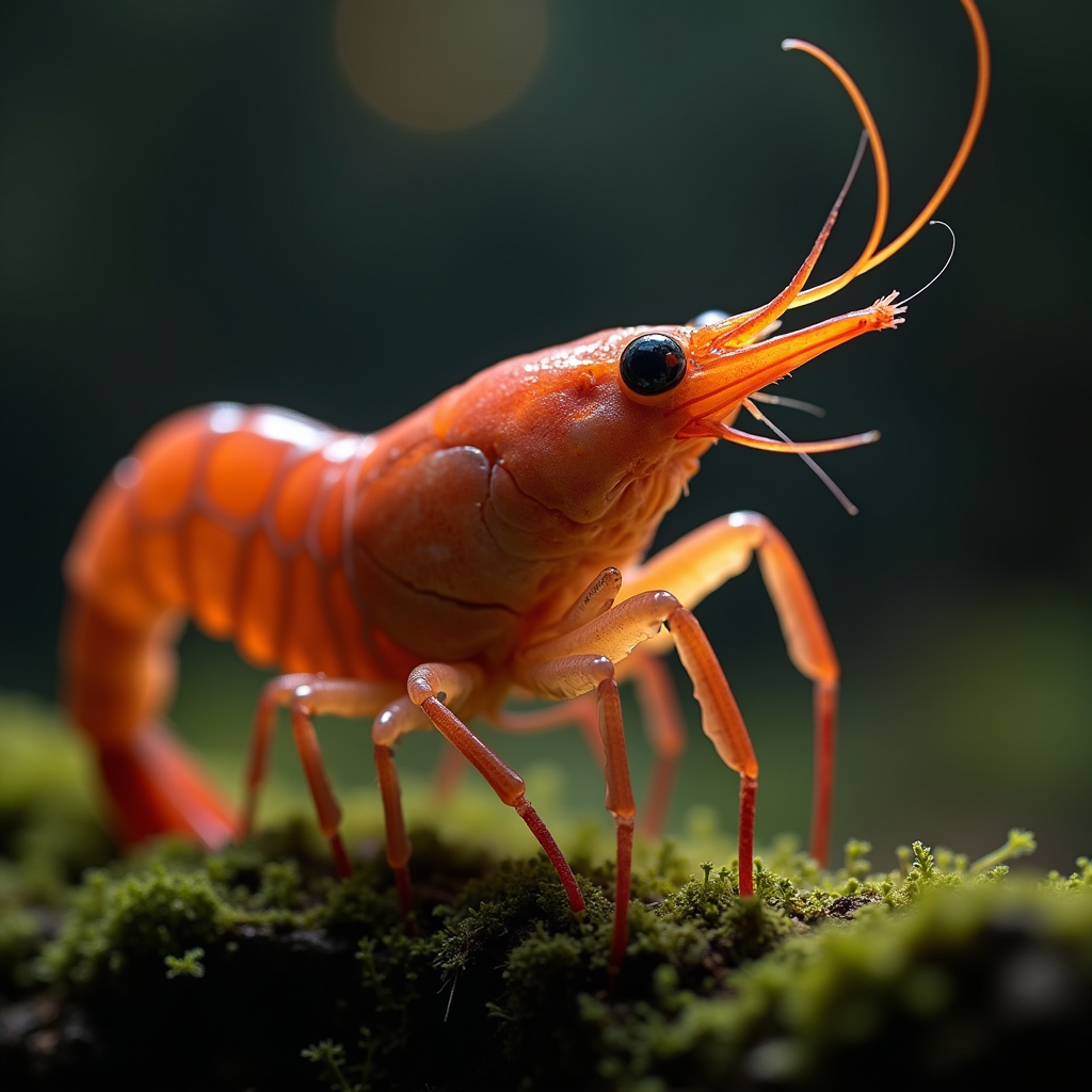 A photorealistic portrait of a Shrimp in its natural habitat