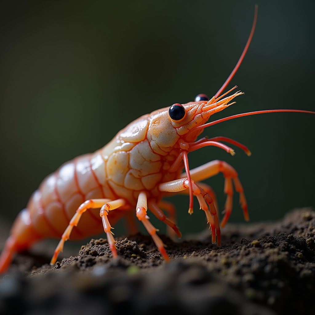 A photorealistic portrait of a Shrimp in its natural habitat