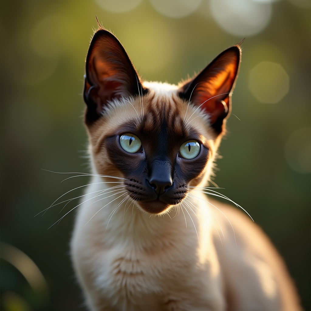 A photorealistic portrait of a Siamese in its natural habitat