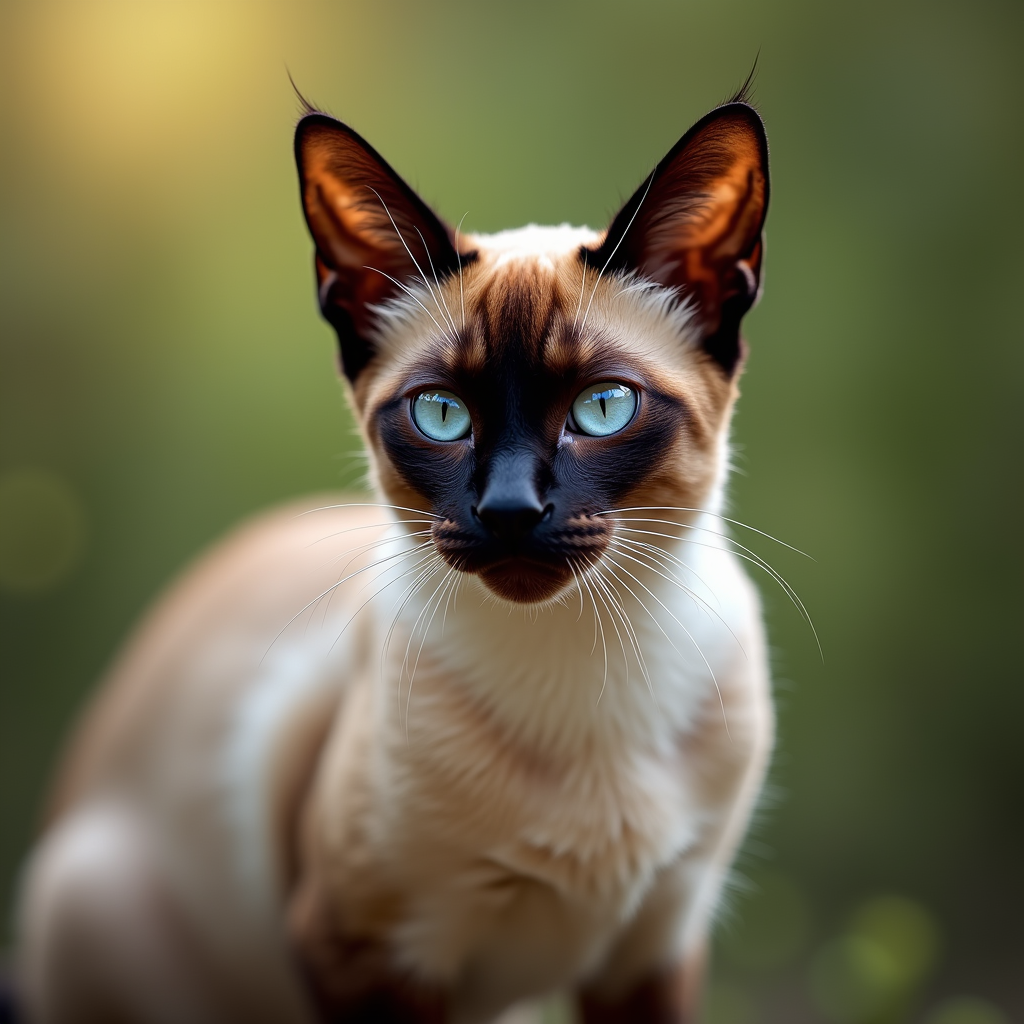 A photorealistic portrait of a Siamese in its natural habitat