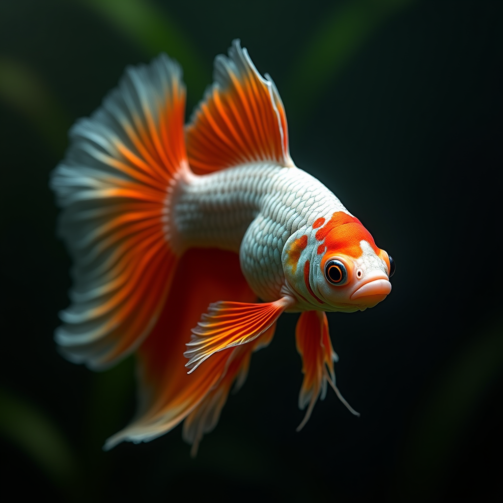 A photorealistic portrait of a Siamese Fighting Fish in its natural habitat