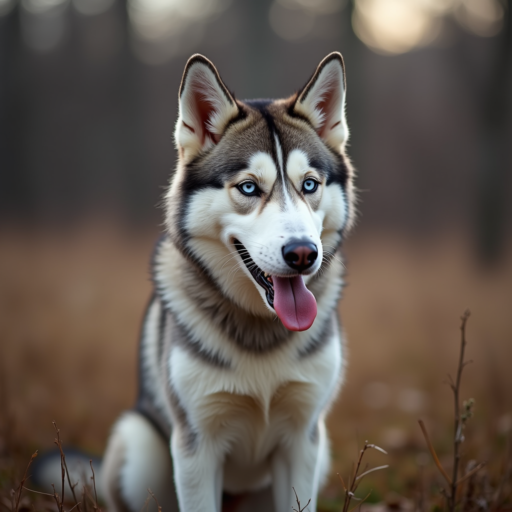 A photorealistic portrait of a Siberian Husky in its natural habitat