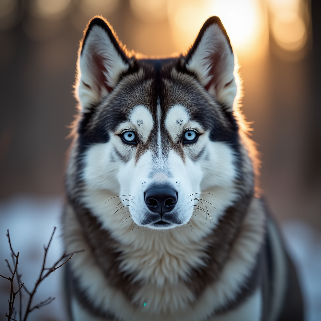 A photorealistic portrait of a Siberian Husky in its natural habitat