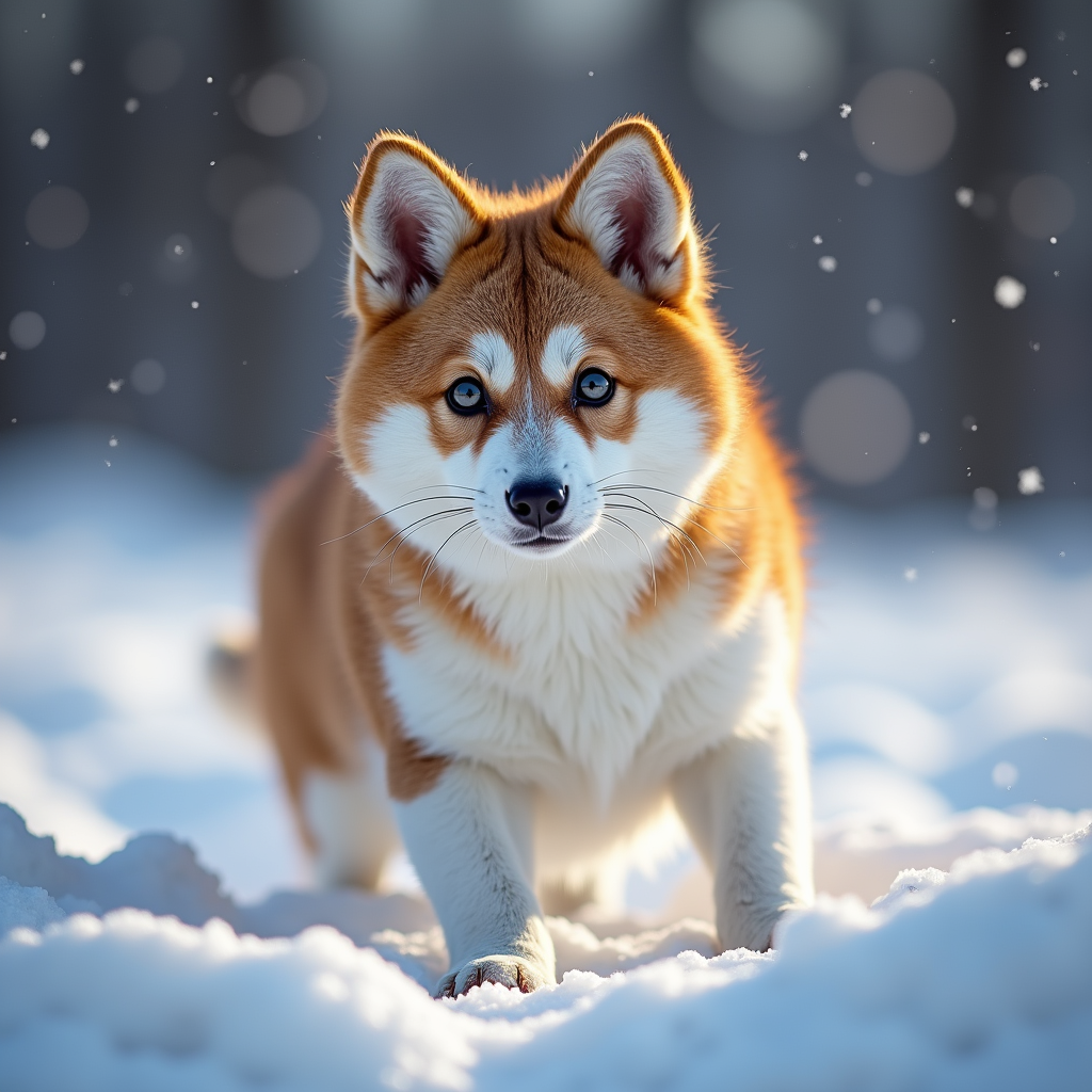 A photorealistic portrait of a Snowshoe in its natural habitat