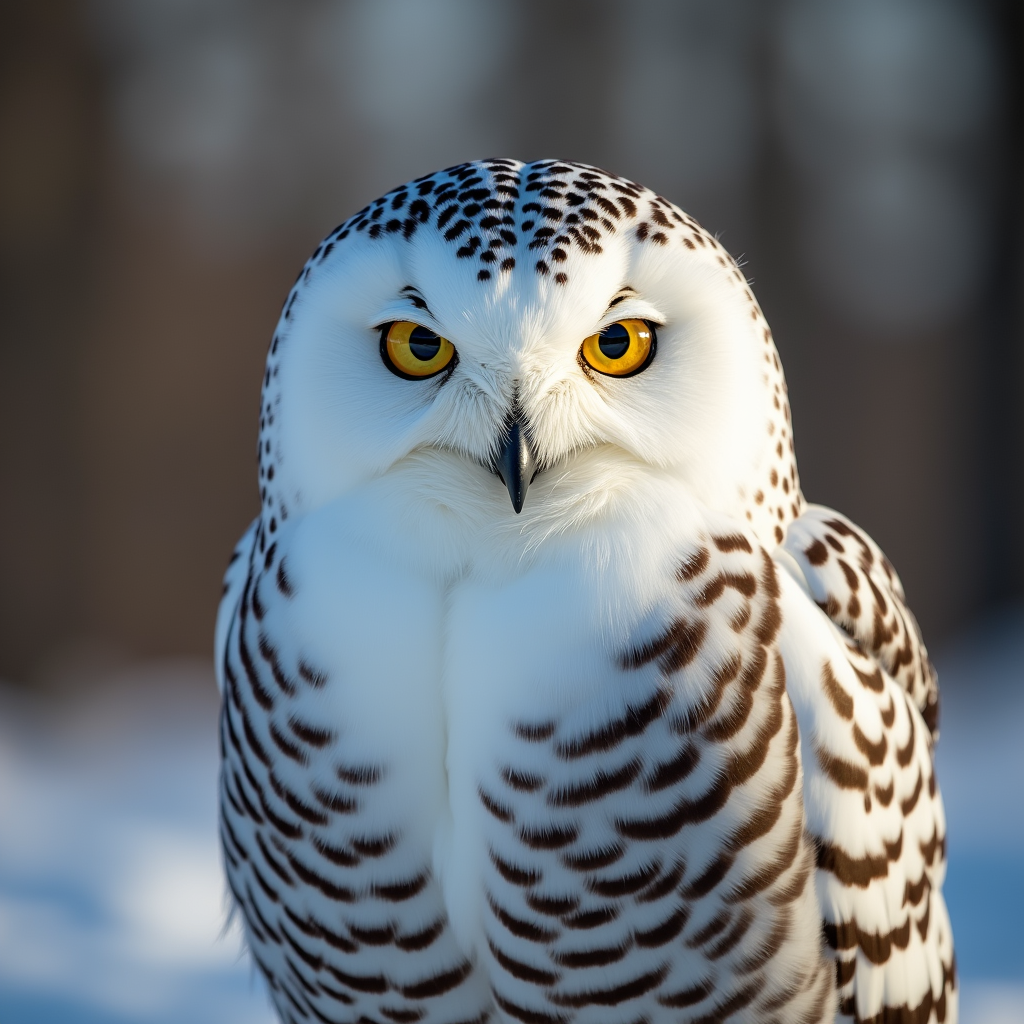 A photorealistic portrait of a Snowy Owl in its natural habitat