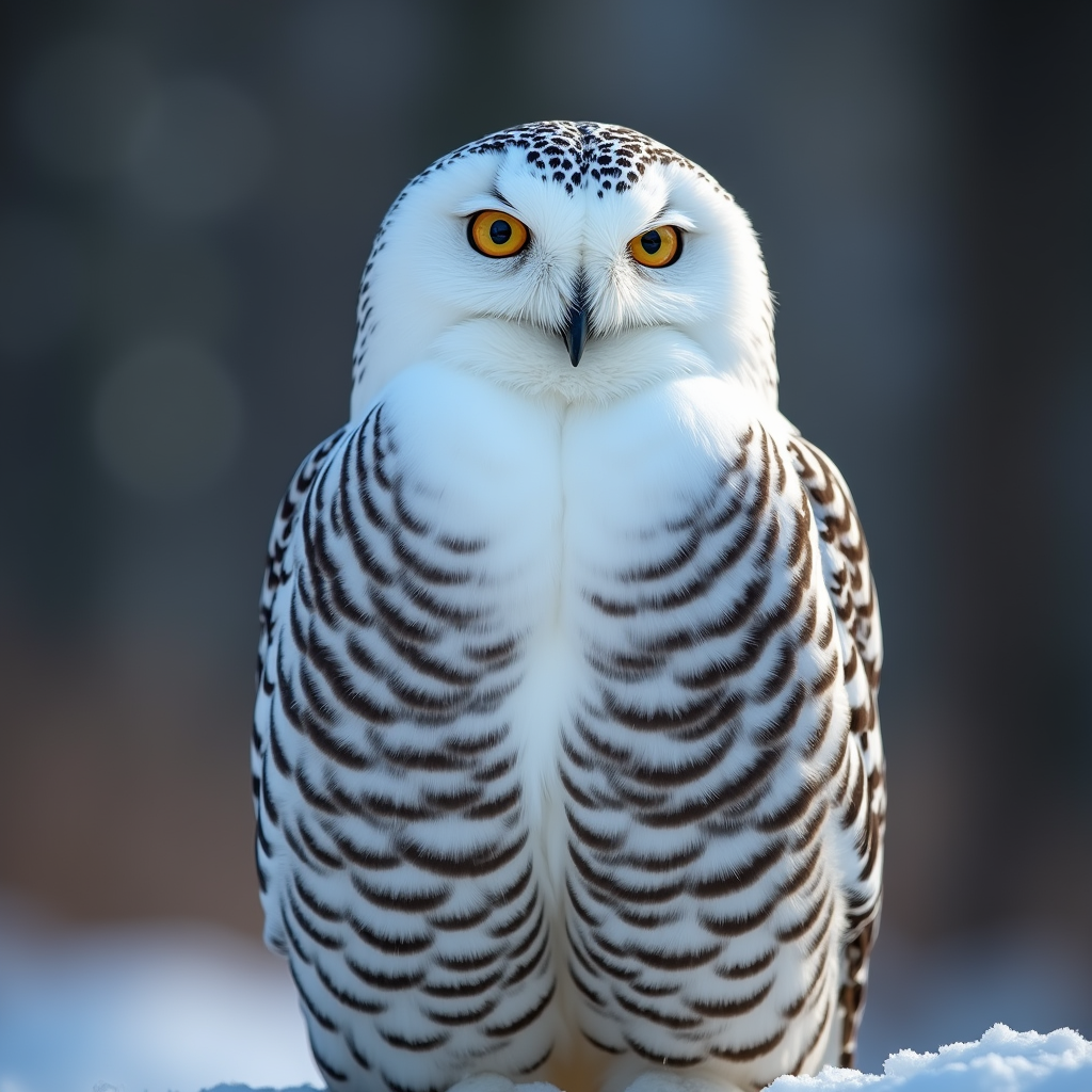 A photorealistic portrait of a Snowy Owl in its natural habitat