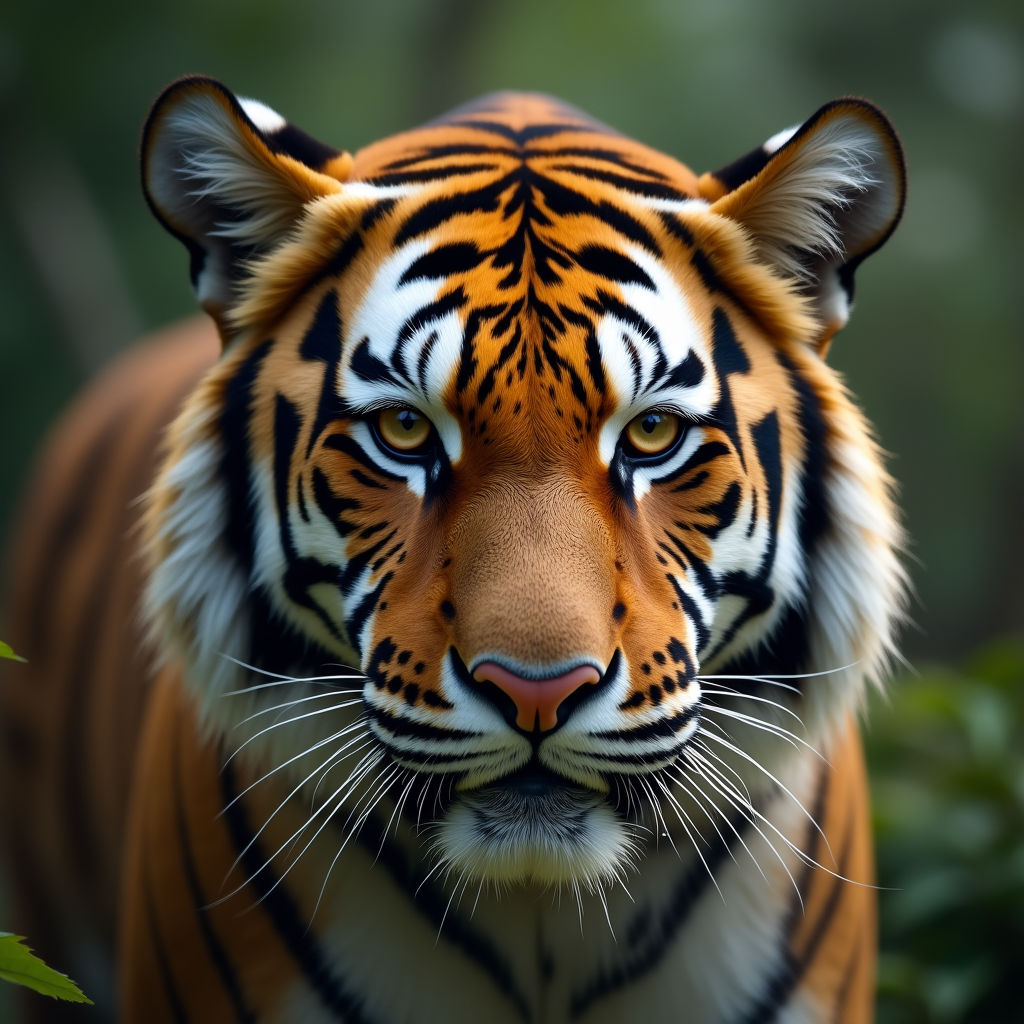 A photorealistic portrait of a South China Tiger in its natural habitat