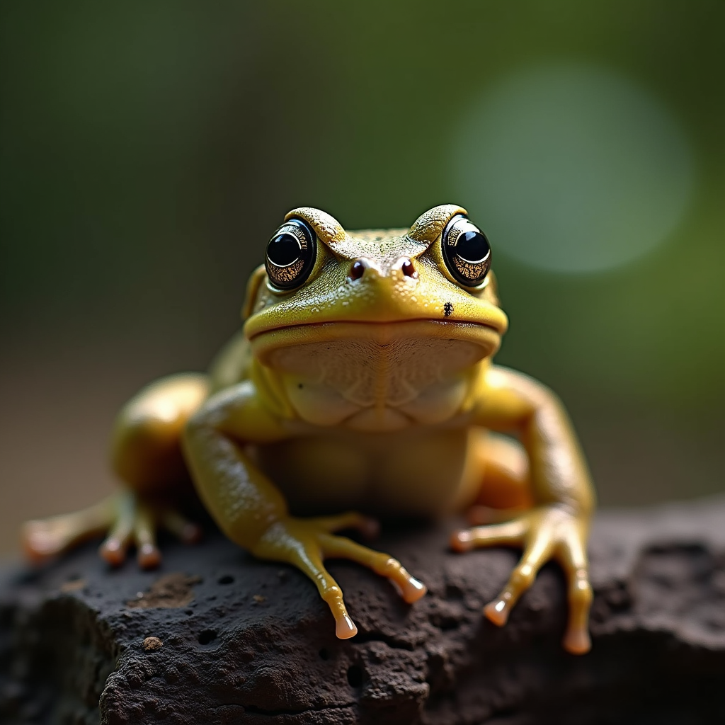 A photorealistic portrait of a Spadefoot Toad in its natural habitat