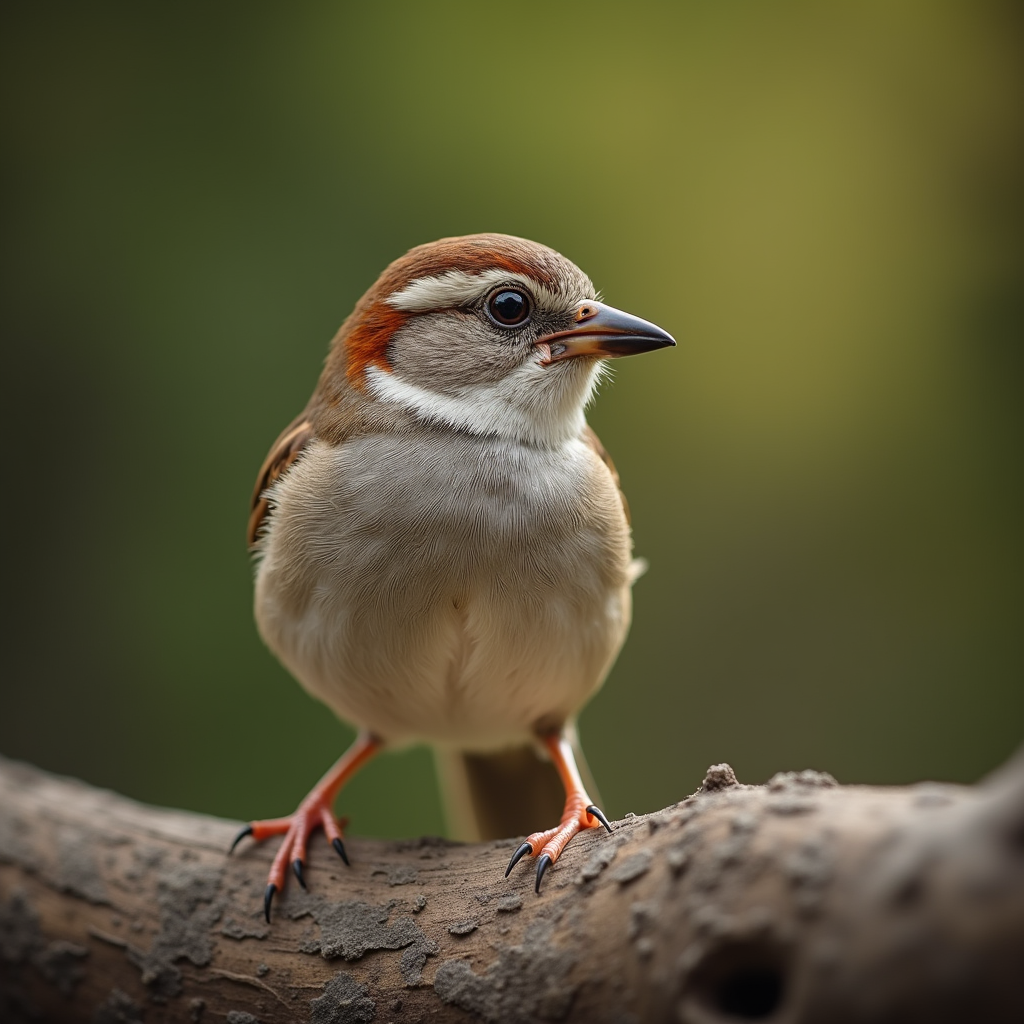 A photorealistic portrait of a Sparrow in its natural habitat