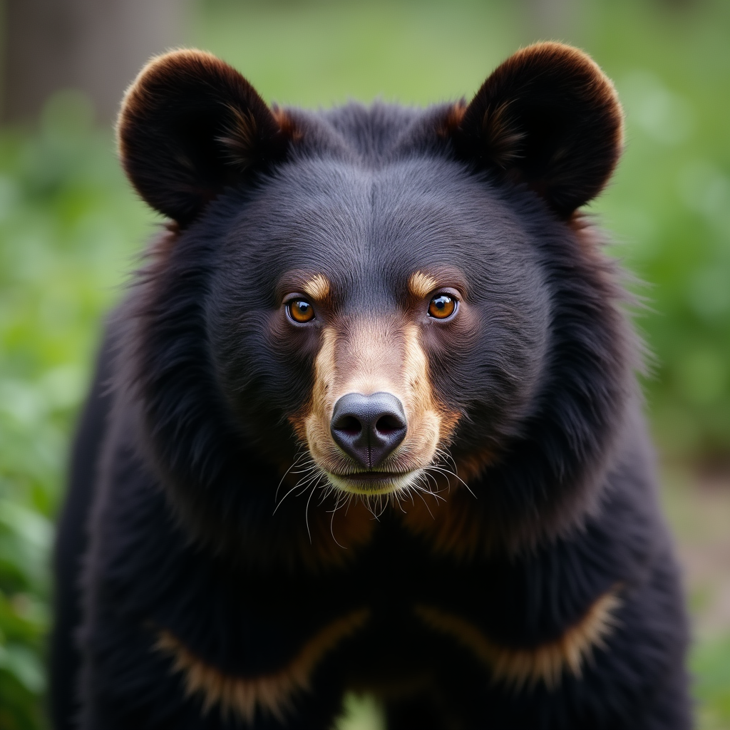 A photorealistic portrait of a Spectacled Bear in its natural habitat