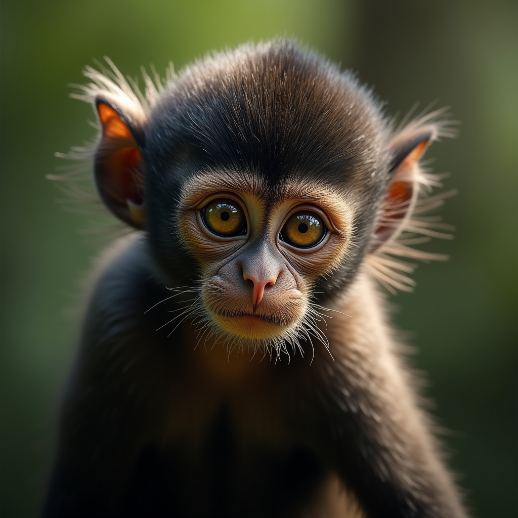 A photorealistic portrait of a Spider Monkey in its natural habitat