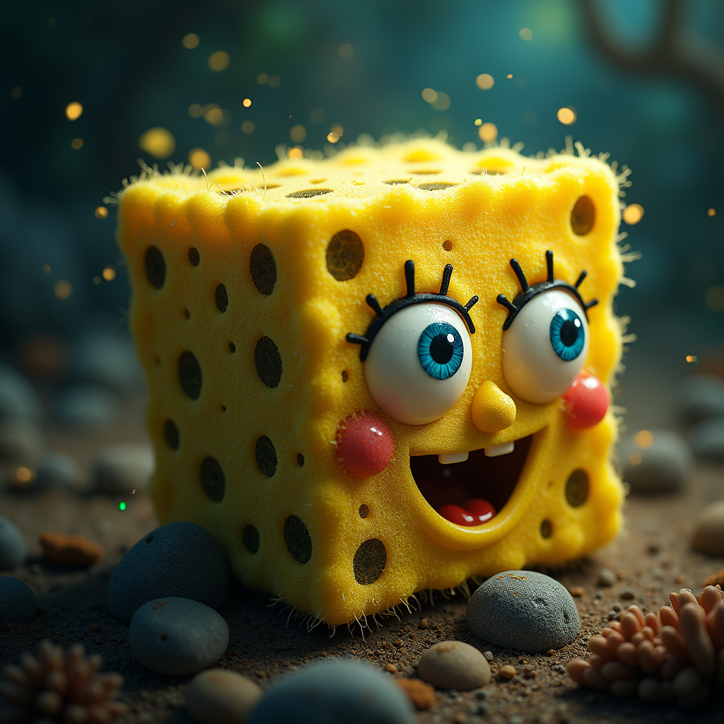 A photorealistic portrait of a Sponge in its natural habitat