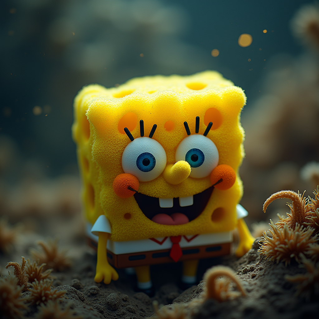 A photorealistic portrait of a Sponge in its natural habitat