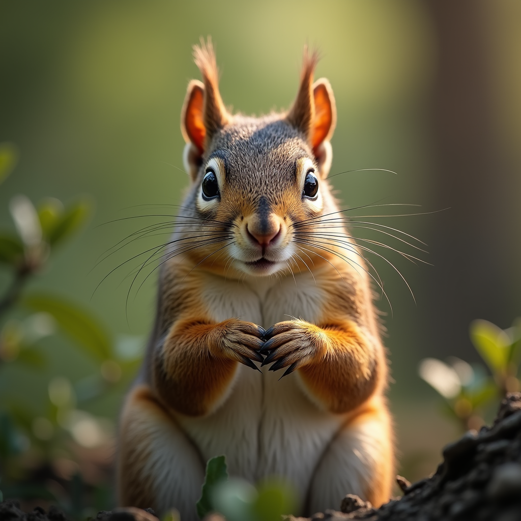 A photorealistic portrait of a Squirrel in its natural habitat