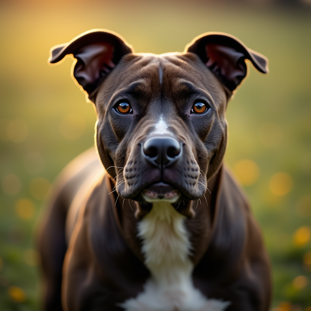 A photorealistic portrait of a Staffordshire Bull Terrier in its natural habitat