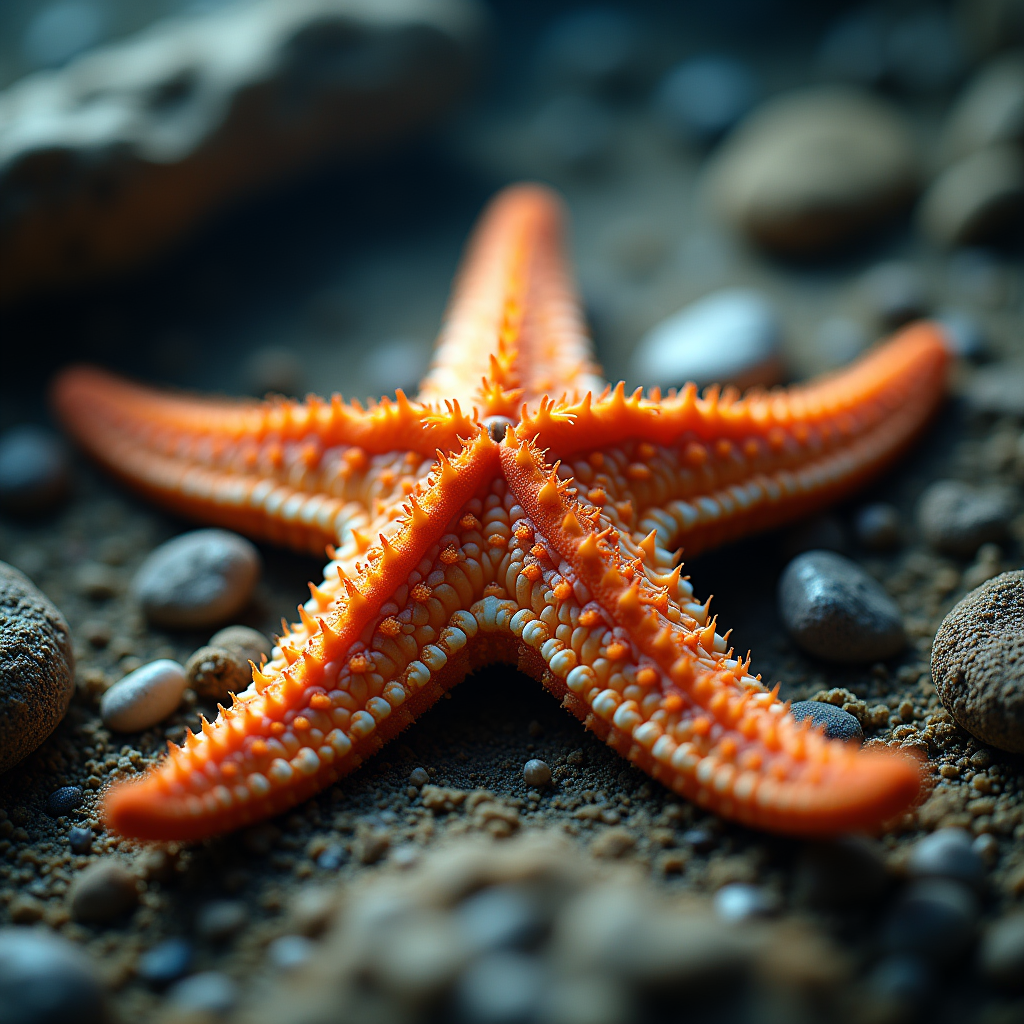 A photorealistic portrait of a Starfish in its natural habitat