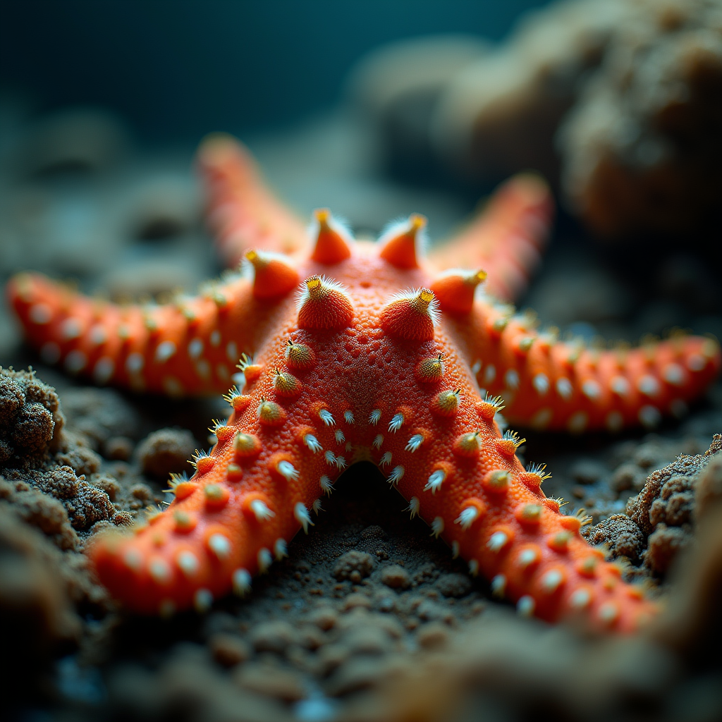 A photorealistic portrait of a Starfish in its natural habitat
