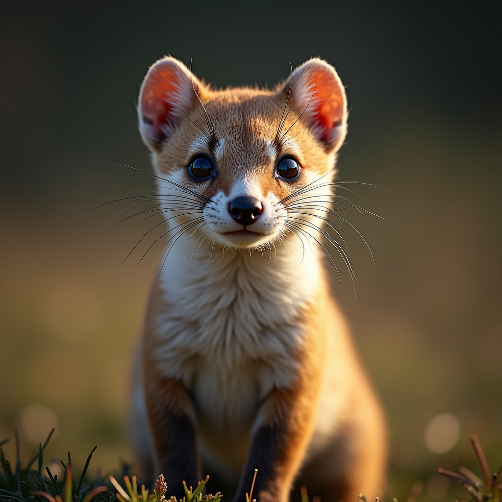 A photorealistic portrait of a Stoat in its natural habitat