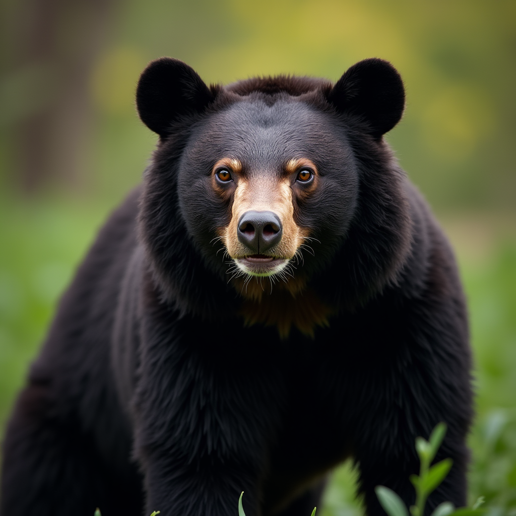 A photorealistic portrait of a Sun Bear in its natural habitat