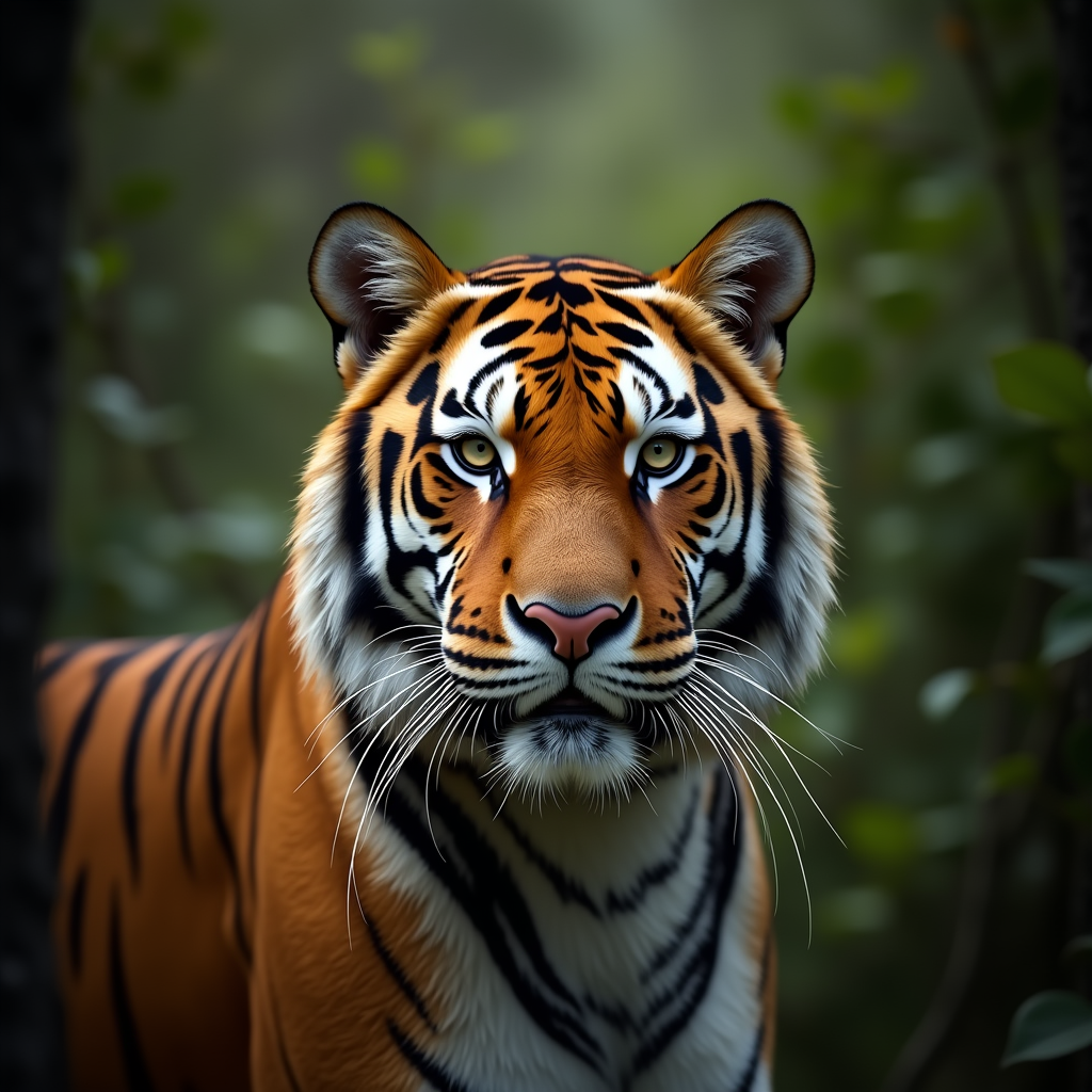 A photorealistic portrait of a Tiger in its natural habitat