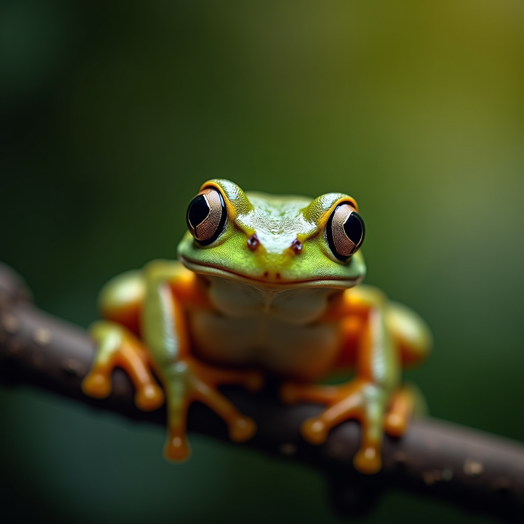 A photorealistic portrait of a Tree Frog in its natural habitat