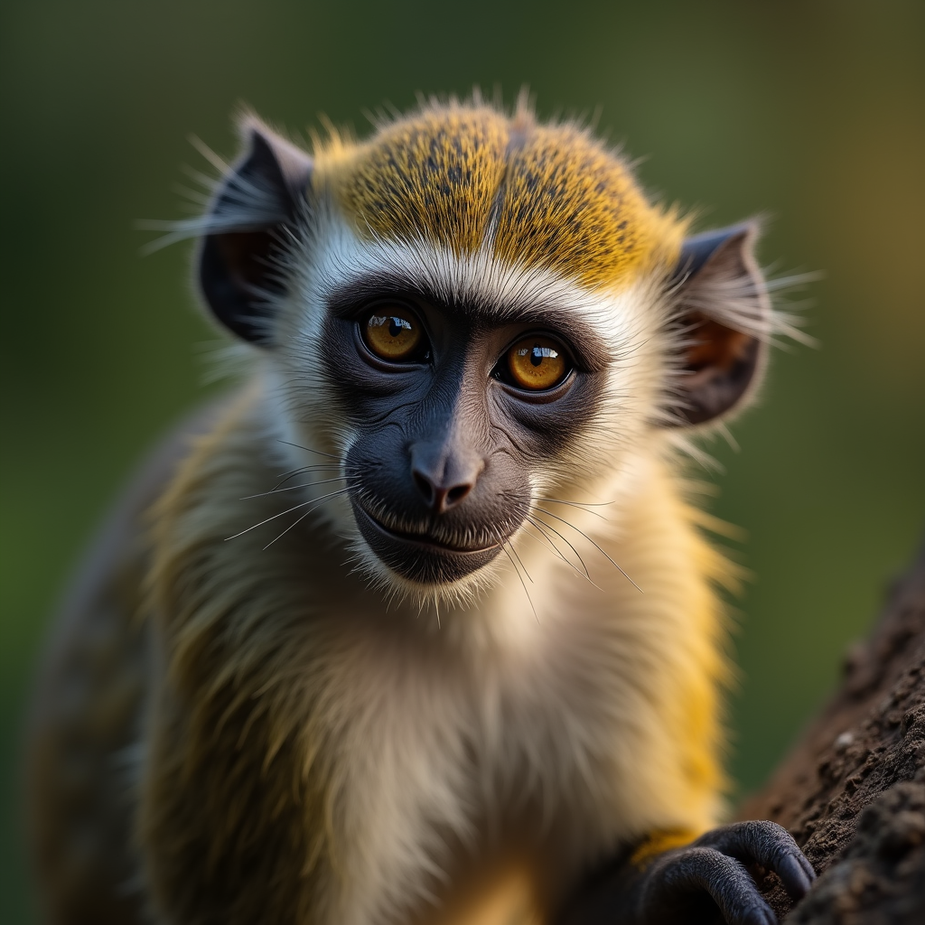 A photorealistic portrait of a Vervet Monkey in its natural habitat