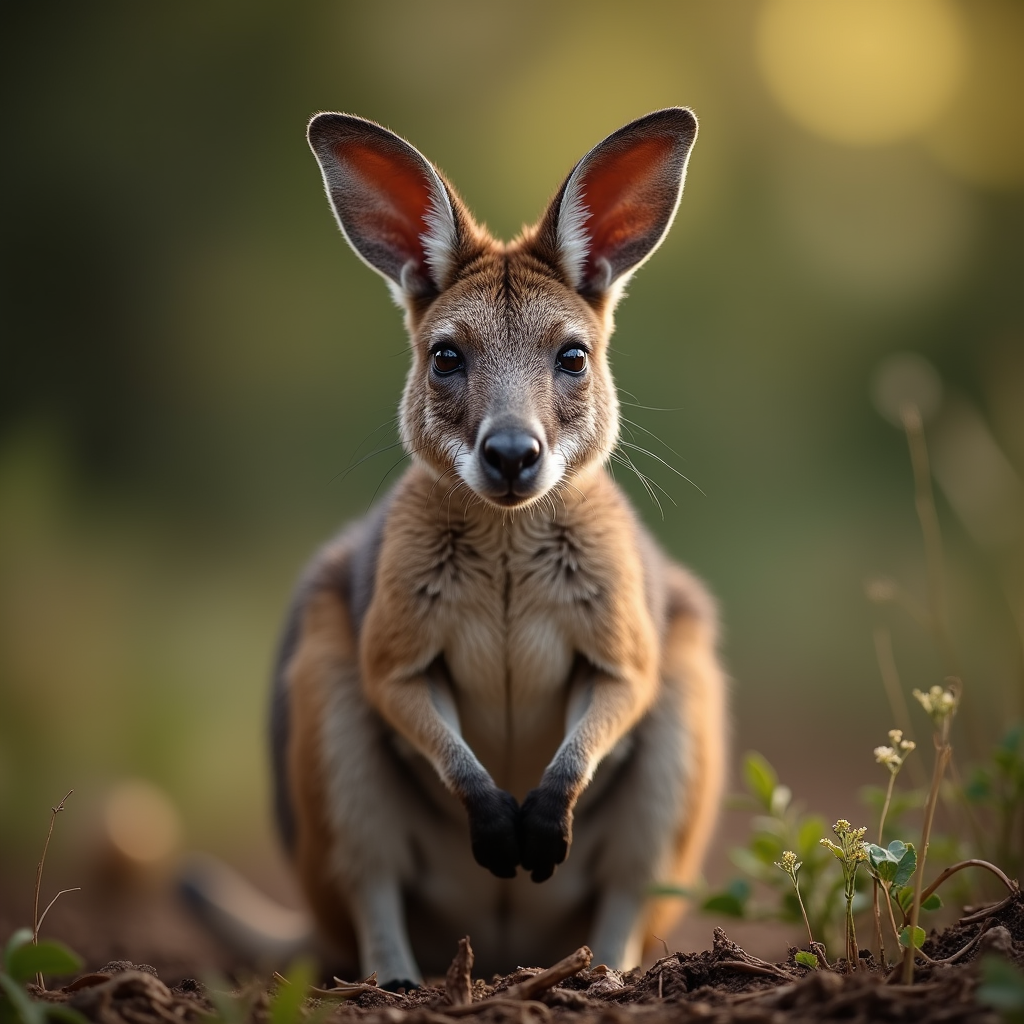 A photorealistic portrait of a Wallaby in its natural habitat