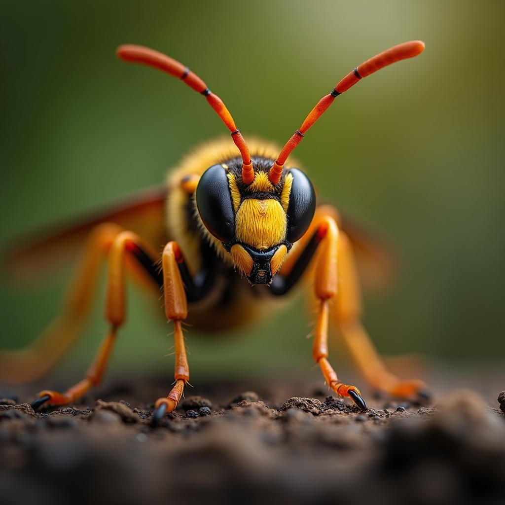 A photorealistic portrait of a Wasp in its natural habitat