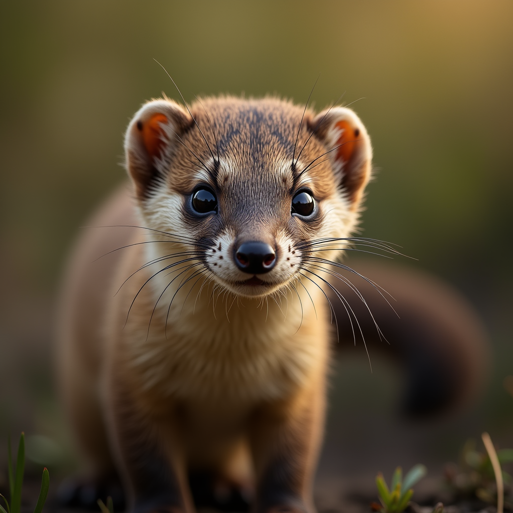 A photorealistic portrait of a Weasel in its natural habitat