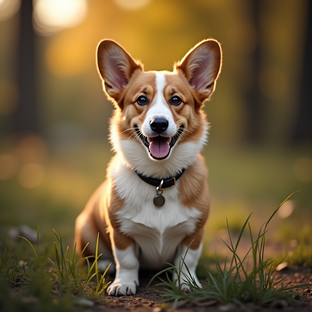 A photorealistic portrait of a Welsh Corgi in its natural habitat
